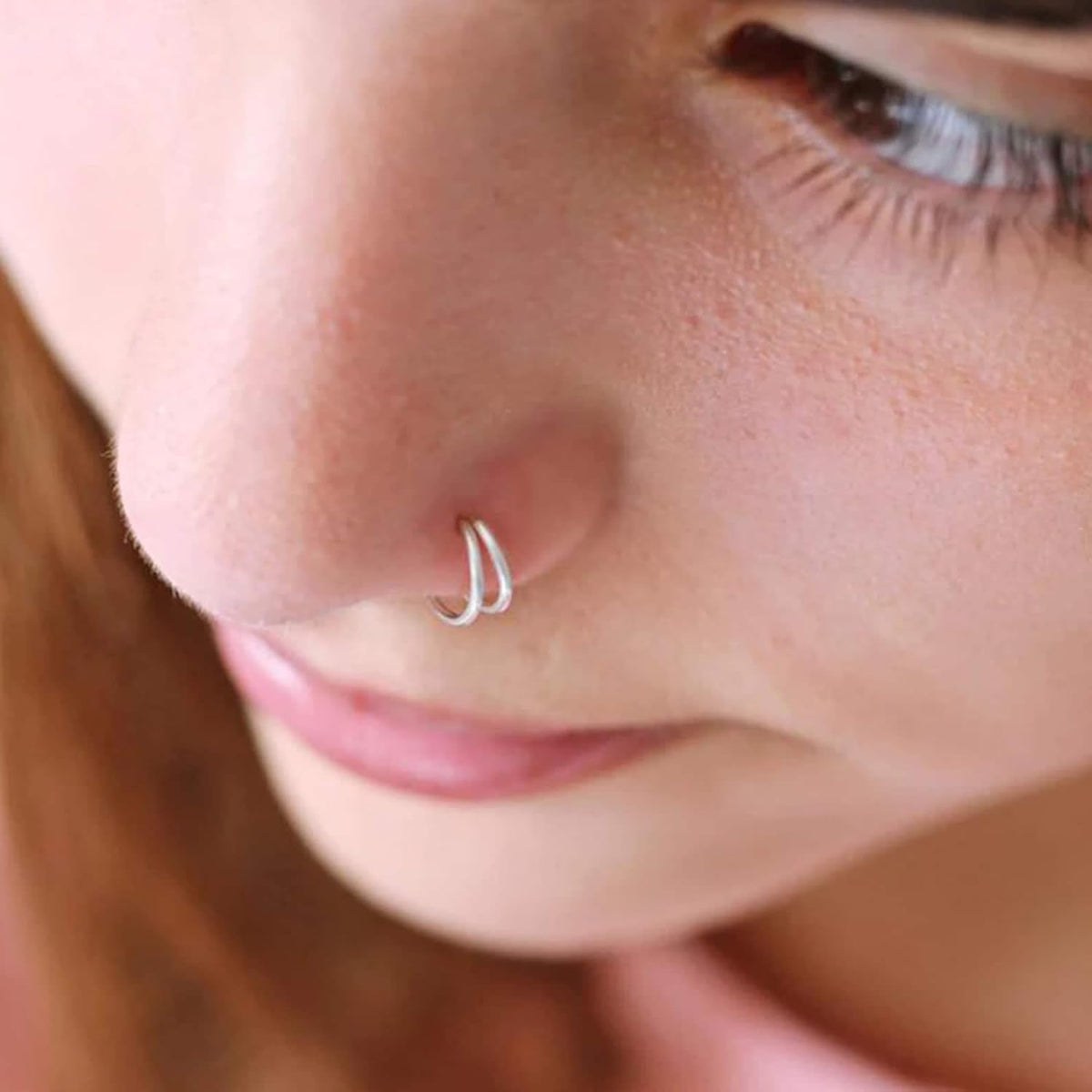 QWALIT 18g & 20g Nose Rings & Hoops - L & C Shape Studs - Surgical Stainless Steel & Silver Nose Piercing Jewelry - Rose Gold & Black - For Women & Men - QIAO CrystalQIAO CrystalQIAO Crystal