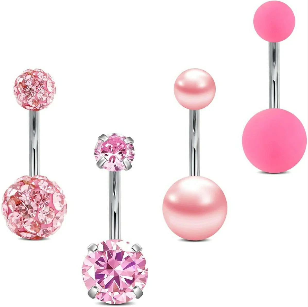 Opal Belly Button Ring Surgical Steel Clicker Hoop Navel Piercing