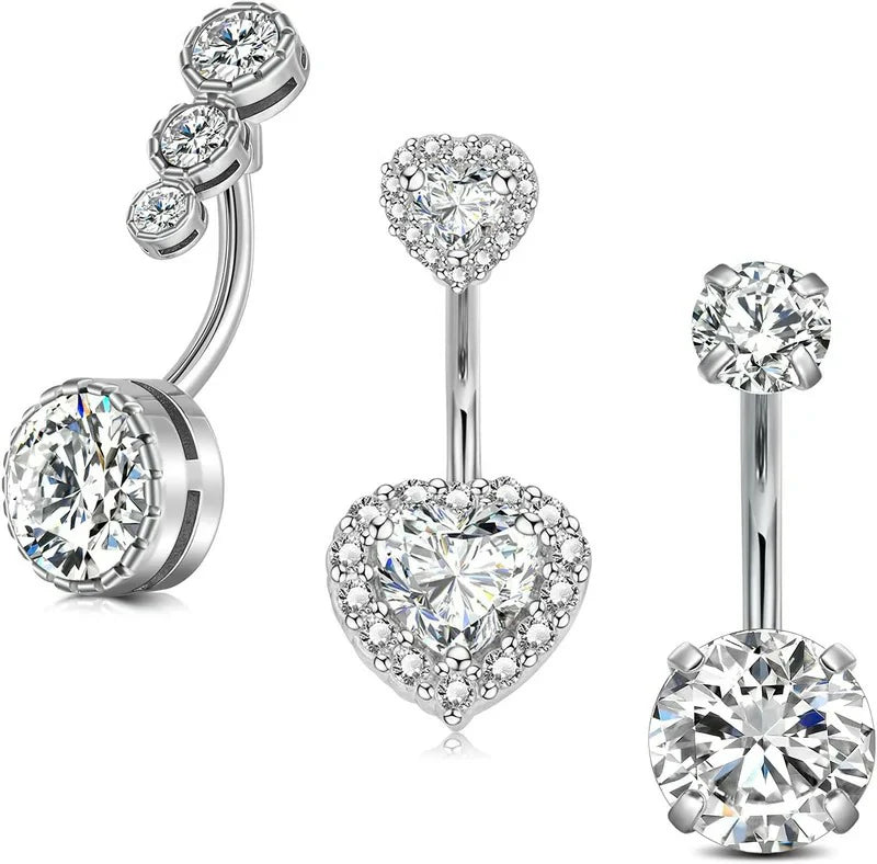 Opal Belly Button Ring Surgical Steel Clicker Hoop Navel Piercing