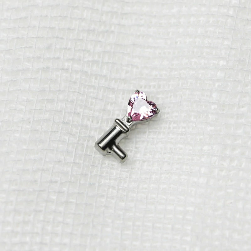 Silver Key Mini Helix Stud Earring Cubic Zirconia Crystal Cartilage Tragus Screw Back Tiny
