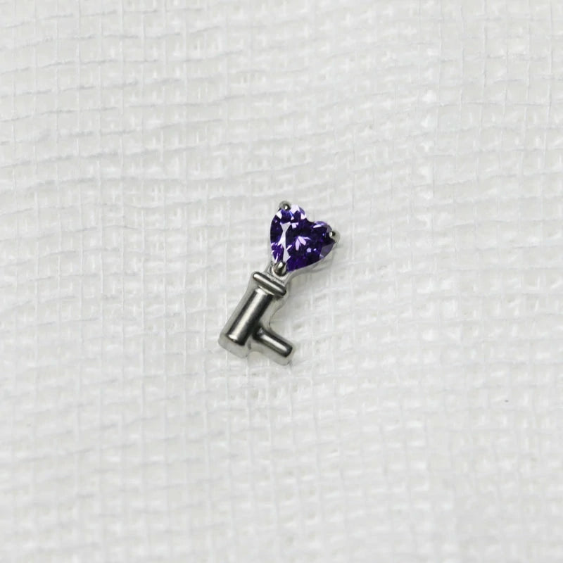 Silver Key Mini Helix Stud Earring Cubic Zirconia Crystal Cartilage Tragus Screw Back Tiny