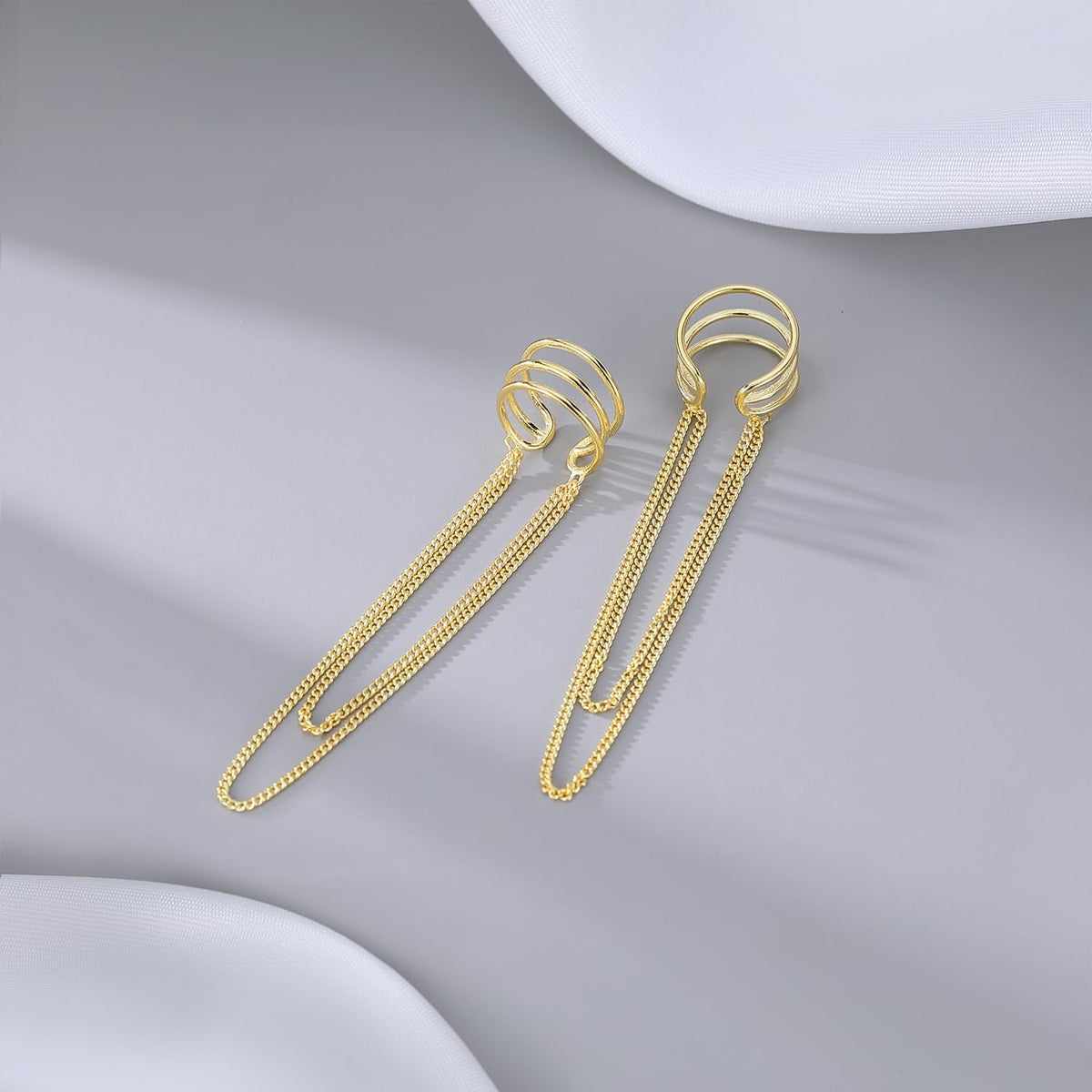 SLUYNZ 925 Sterling Silver No Piercing Cuff Earrings Chain for Women Wrap Earrings Tassel Clip On Ear - QIAO CrystalQIAO CrystalQIAO Crystal