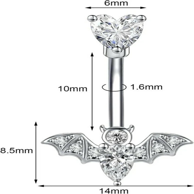 Bat Belly Button Ring Butterfly Belly Button Ring 14G Surgical Steel Navel Ring Belly Piercing Halloween