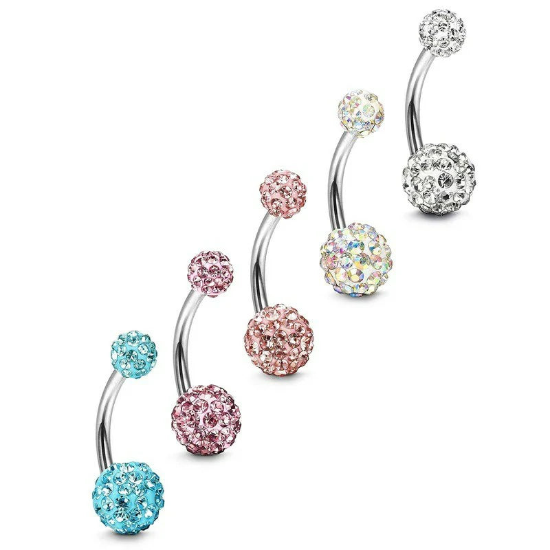5 Pcs Stainless Steel Belly Button Rings Navel Barbell Body Jewelry Piercing