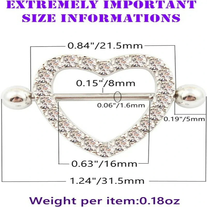 Stainless Steel Heart Nipple Rings Nipple Piercings Body Piercing Jewelry