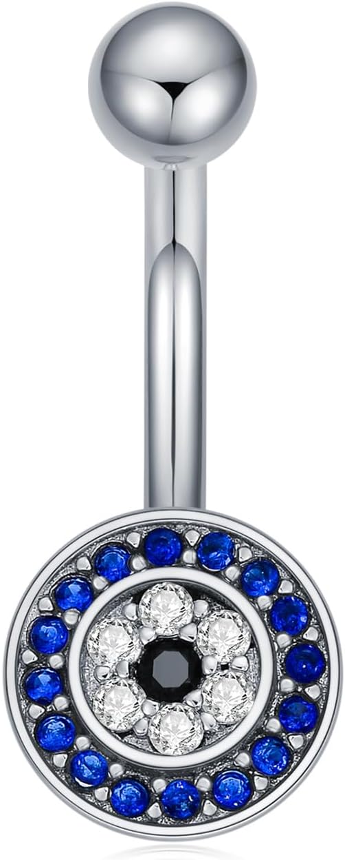Sterling Silver 14G Belly Button Rings Cross/Cat/Butterfly/Cow/Skull/Birthstone Heart Navel Rings 16mm Body Piercing Jewelry for Women - 我的商店我的商店我的商店
