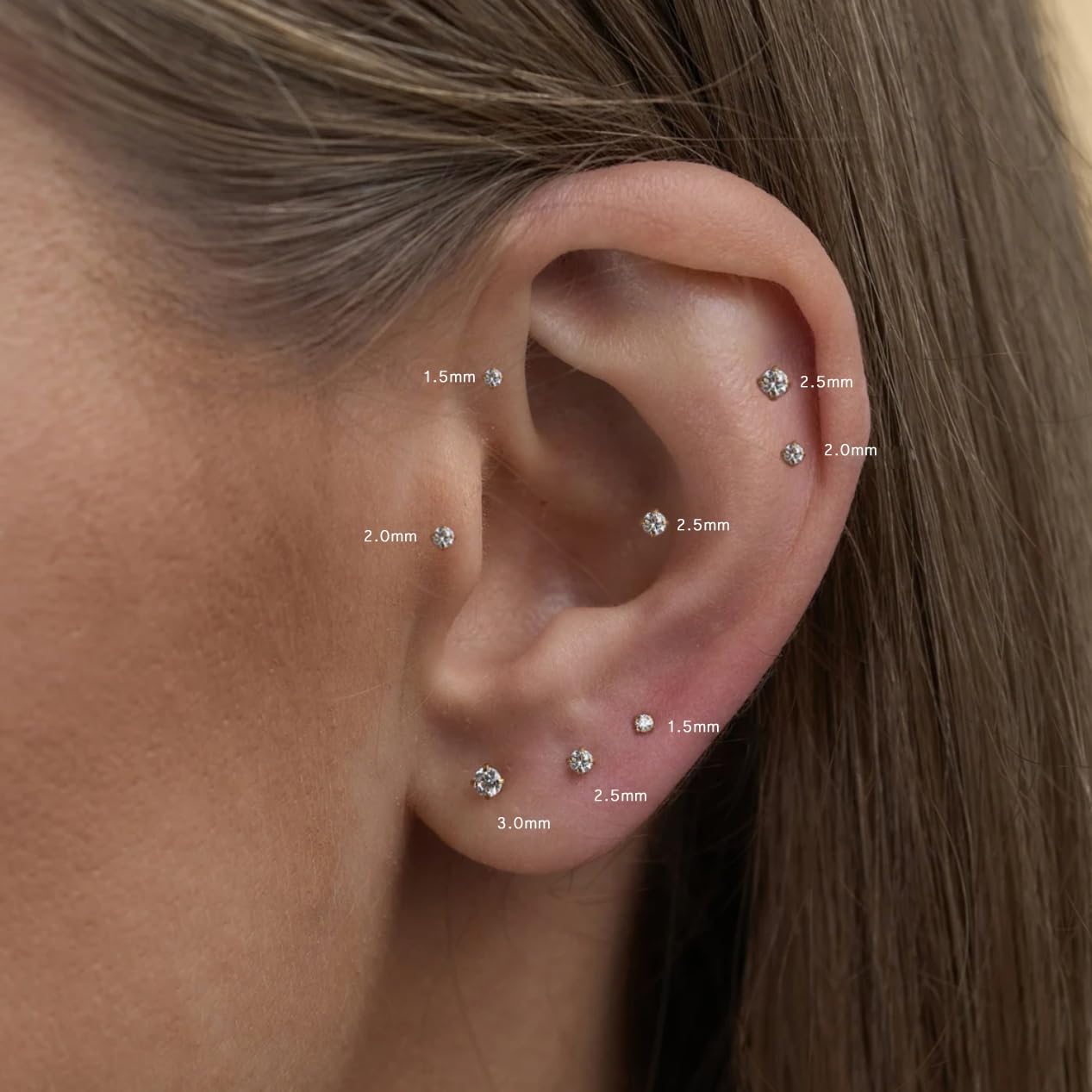 Threadless Nose Tiny Cartilage Tragus Piercing Jewelry Conch Helix Stud - QIAO CrystalQIAO CrystalQIAO Crystal
