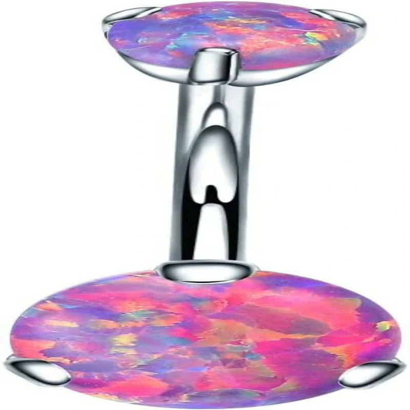 Belly Button Rings Cubic Zircon Opal Hypoallergenic Threaded 14G Diamond Navel