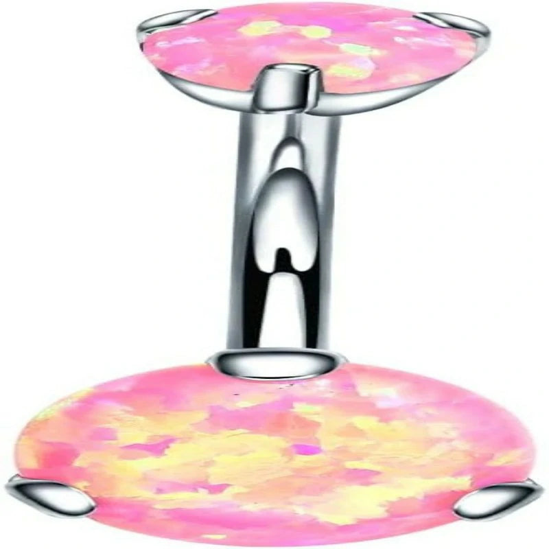 Belly Button Rings Cubic Zircon Opal Hypoallergenic Threaded 14G Diamond Navel