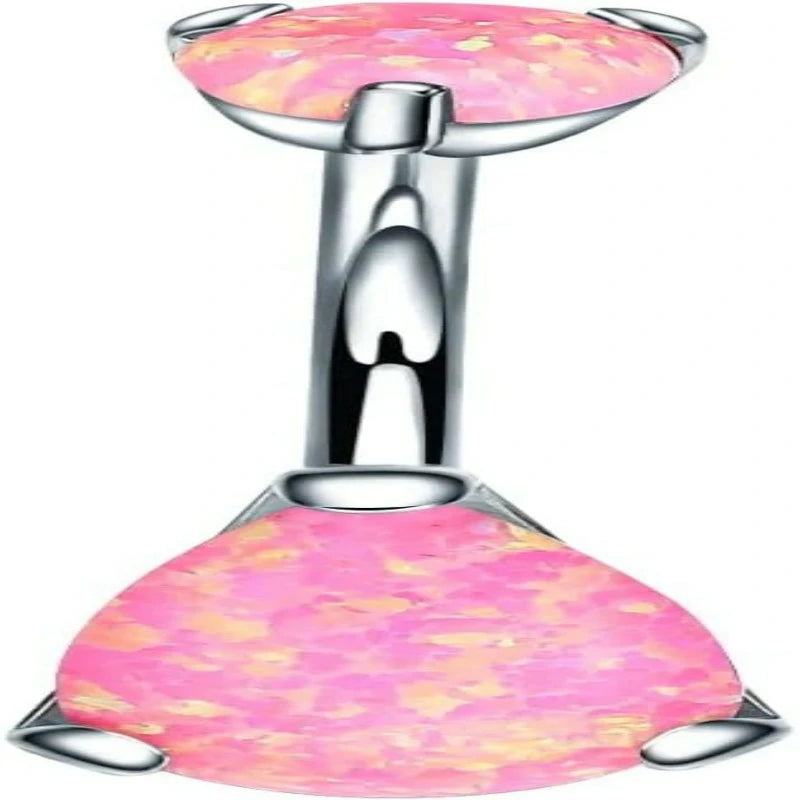 Belly Button Rings Cubic Zircon Opal Hypoallergenic Threaded 14G Diamond Navel