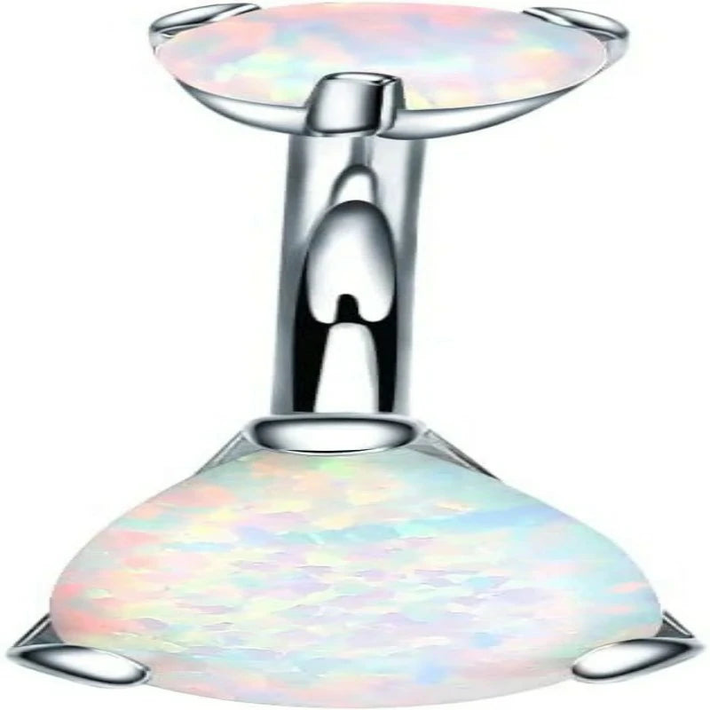 Belly Button Rings Cubic Zircon Opal Hypoallergenic Threaded 14G Diamond Navel