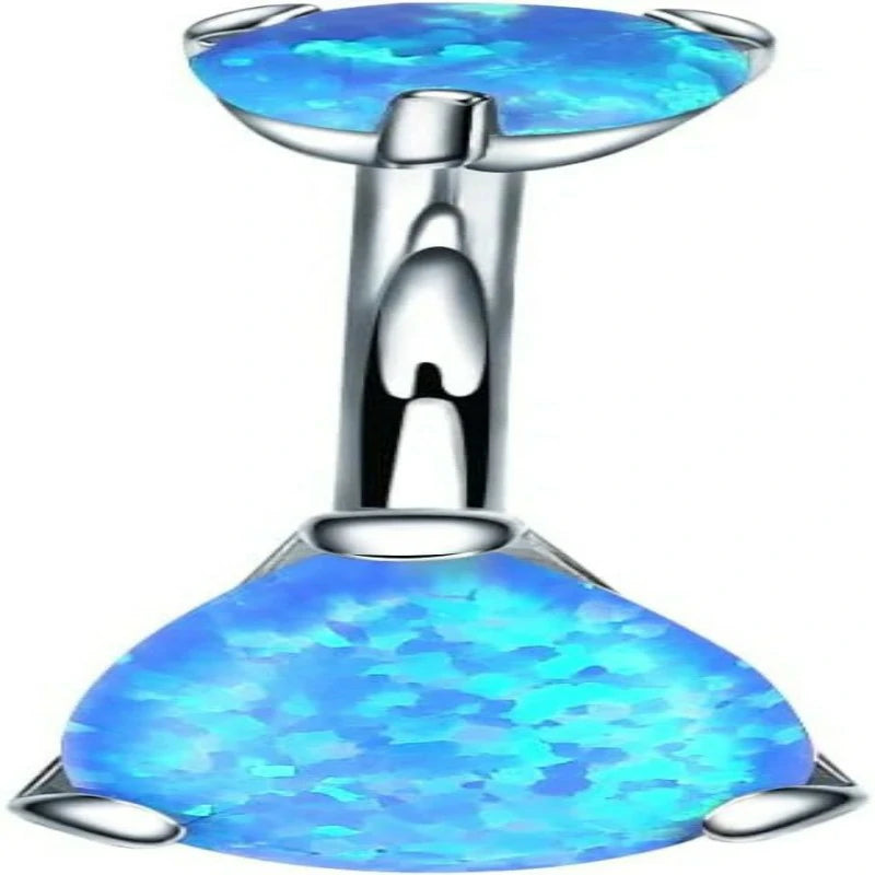 Belly Button Rings Cubic Zircon Opal Hypoallergenic Threaded 14G Diamond Navel