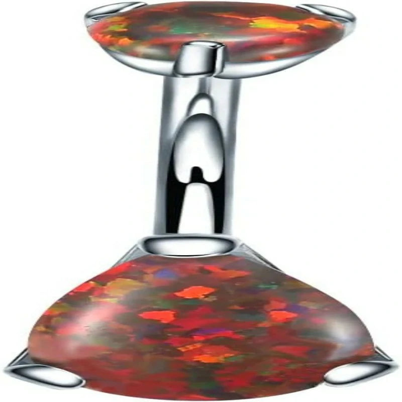 Belly Button Rings Cubic Zircon Opal Hypoallergenic Threaded 14G Diamond Navel
