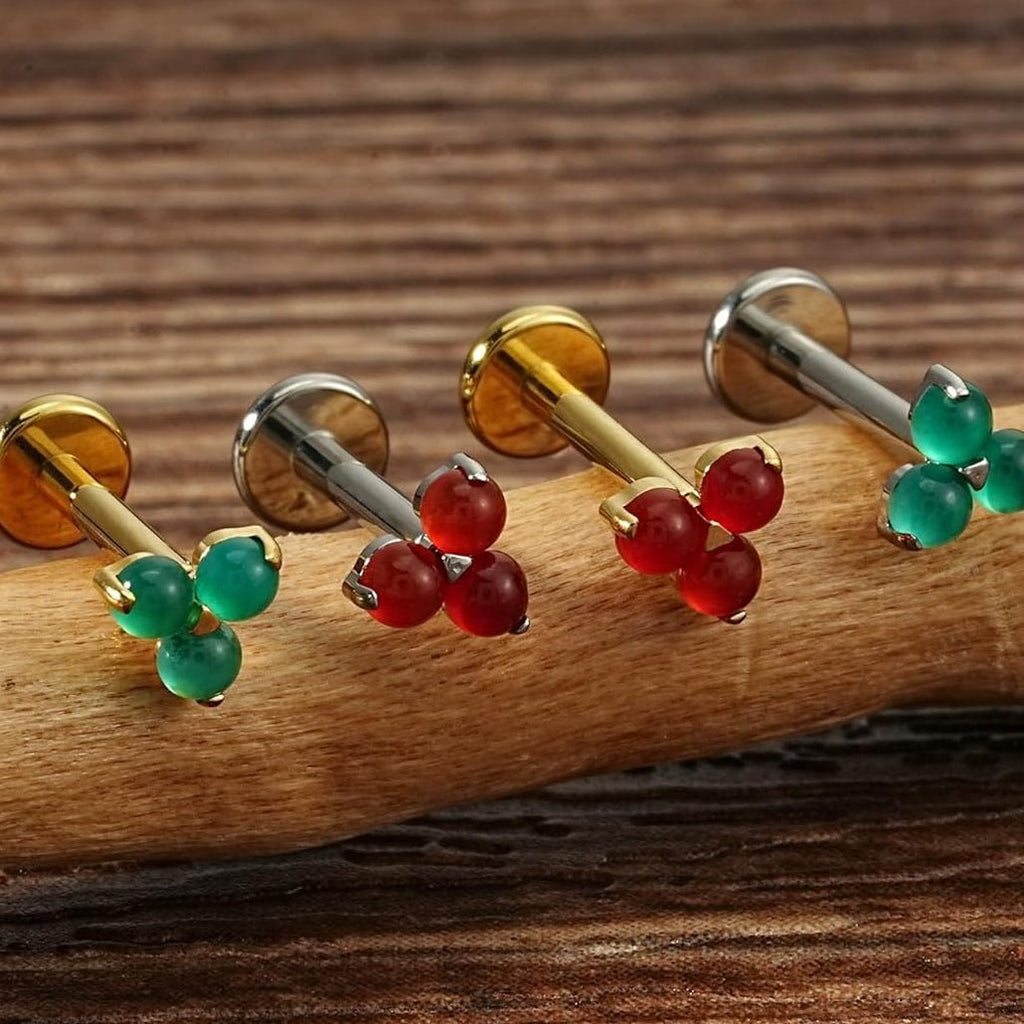 Titanium Gold Tragus Hypoallergenic Cartilage Earring Internally Threaded Flat Back Stud - QIAO CrystalQIAO CrystalQIAO Crystal