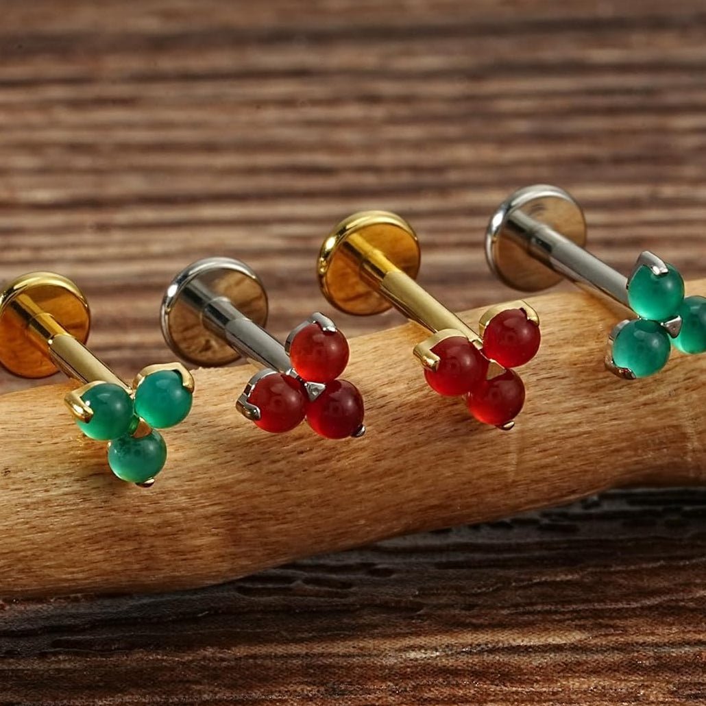 Titanium Gold Tragus Hypoallergenic Cartilage Earring Internally Threaded Flat Back Stud - QIAO CrystalQIAO CrystalQIAO Crystal