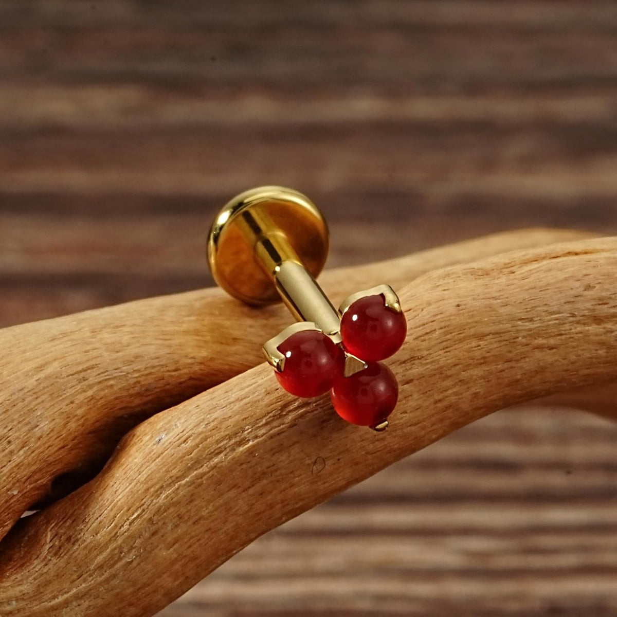 Titanium Gold Tragus Hypoallergenic Cartilage Earring Internally Threaded Flat Back Stud - QIAO CrystalQIAO CrystalQIAO Crystal
