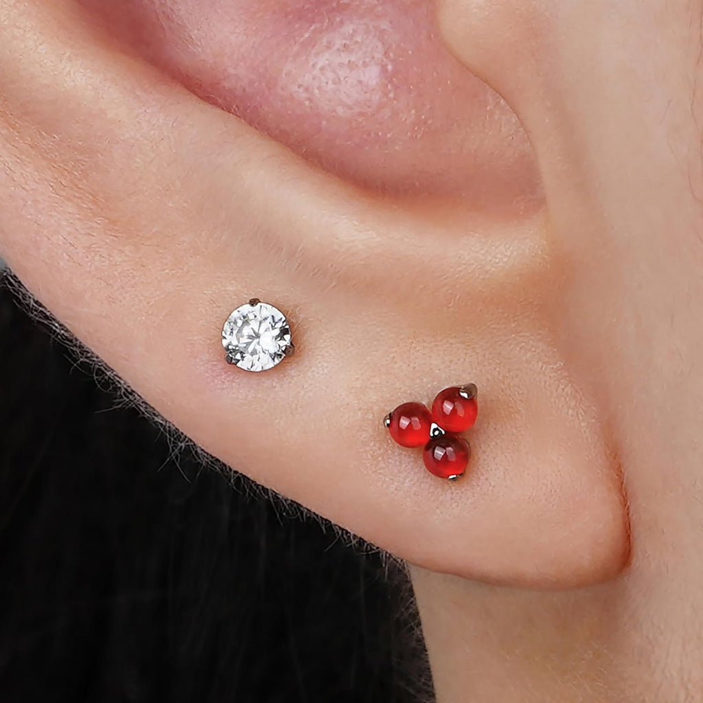 Titanium Gold Tragus Hypoallergenic Cartilage Earring Internally Threaded Flat Back Stud - QIAO CrystalQIAO CrystalQIAO Crystal