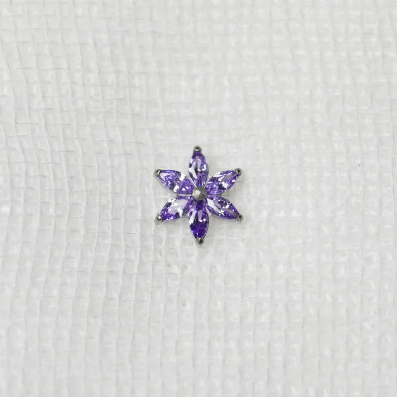 Titanium Tongue Rings 14g Tongue Barbell Internally Threaded Tongue Piercing Jewelry Flower Bridge Piercing
