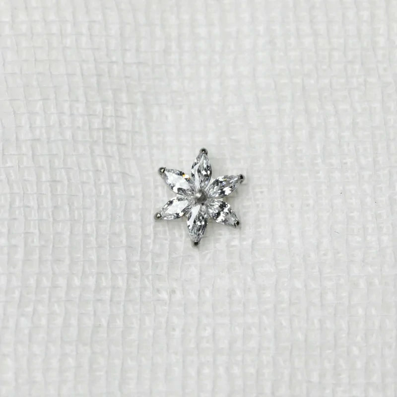 Titanium Tongue Rings 14g Tongue Barbell Internally Threaded Tongue Piercing Jewelry Flower Bridge Piercing