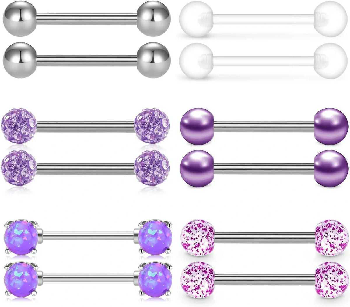 Tongue Rings Nipple Rings 14G Nipplerings Straight Barbell Surgical Steel Nipple Piercing Bar Nipple
