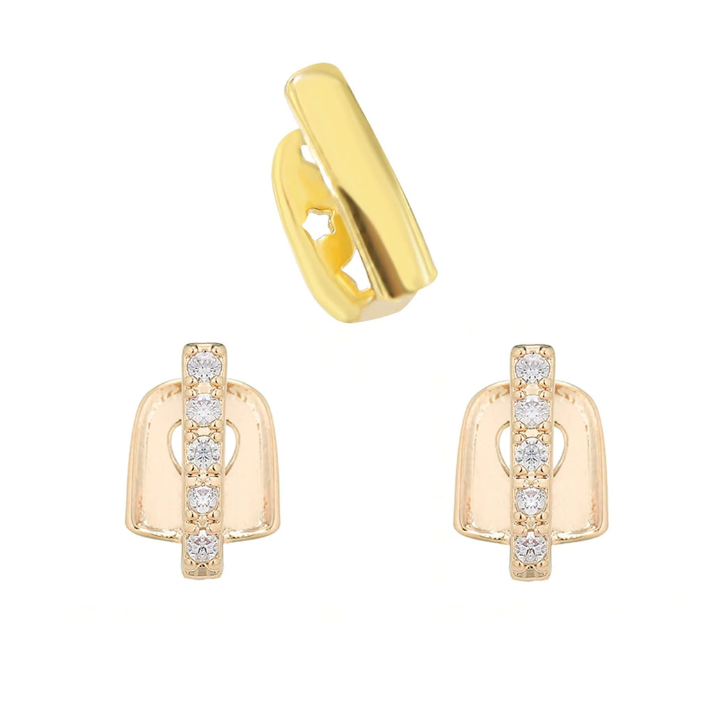 tooth gap set, zircon hip - hop tooth cap, heart - shaped hollow, removable buckle tooth decoration, dental jewelry. - QIAO CrystalQIAO CrystalQIAO Crystal