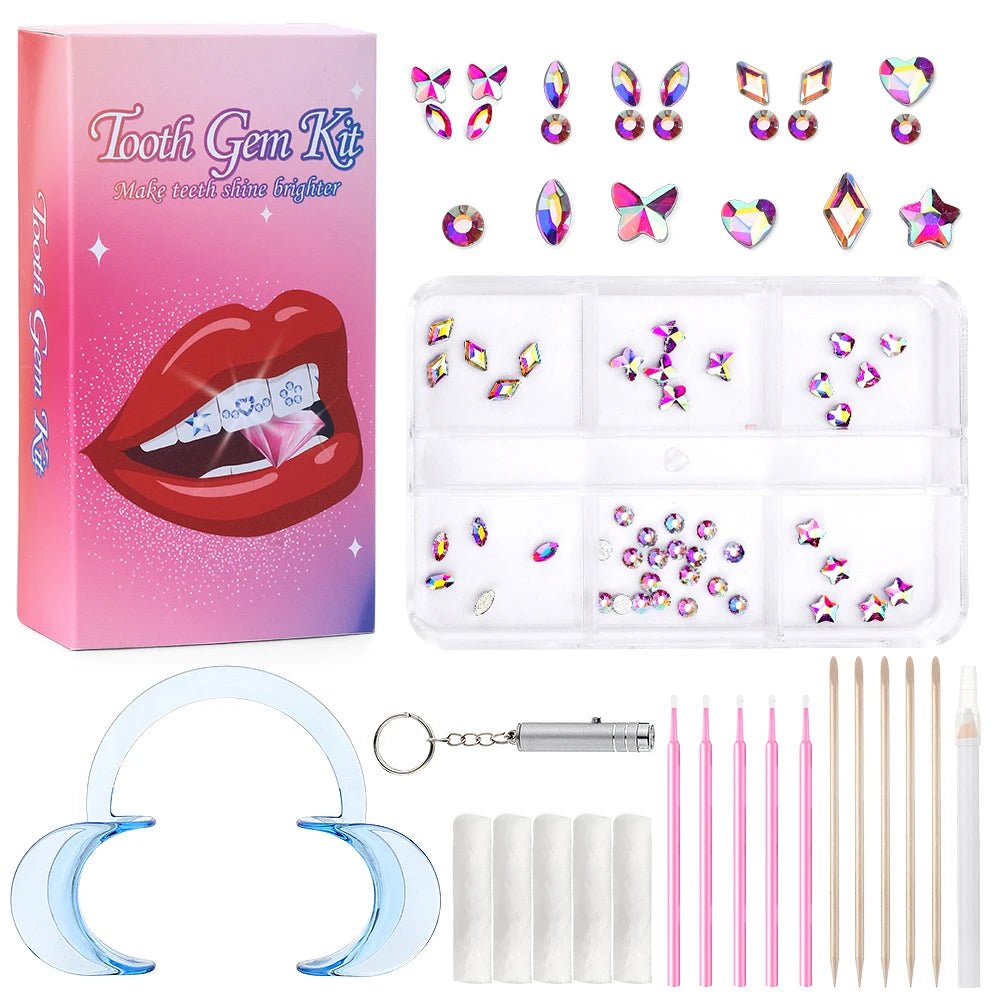 Tooth Gem Kits Professionally Decorate Your Teeth Gold Tooth Gems - QIAO CrystalQIAO CrystalQIAO Crystal