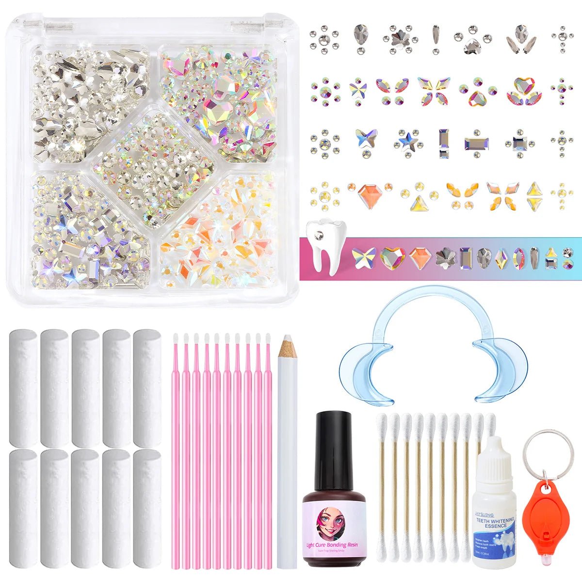 Tooth Gem Kits Professionally Decorate Your Teeth Gold Tooth Gems - QIAO CrystalQIAO CrystalQIAO Crystal