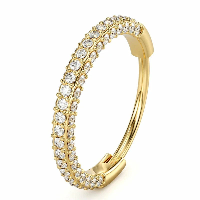 Triple Sided Micro Implant Grade Titanium With Sparkling CZ Gems
