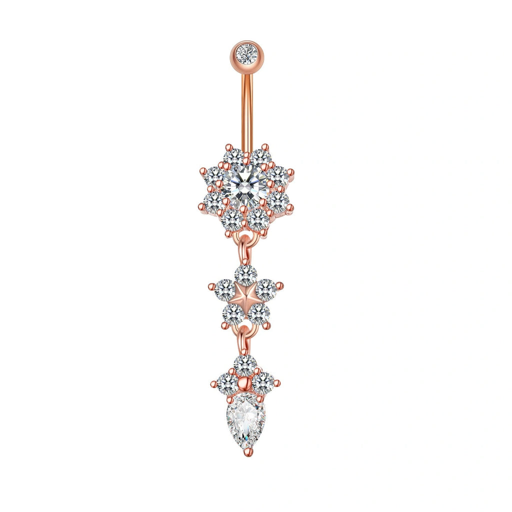 womens-crystal-ring-body-dangle-barbell-bar-belly-button-ring-Ros-Gold