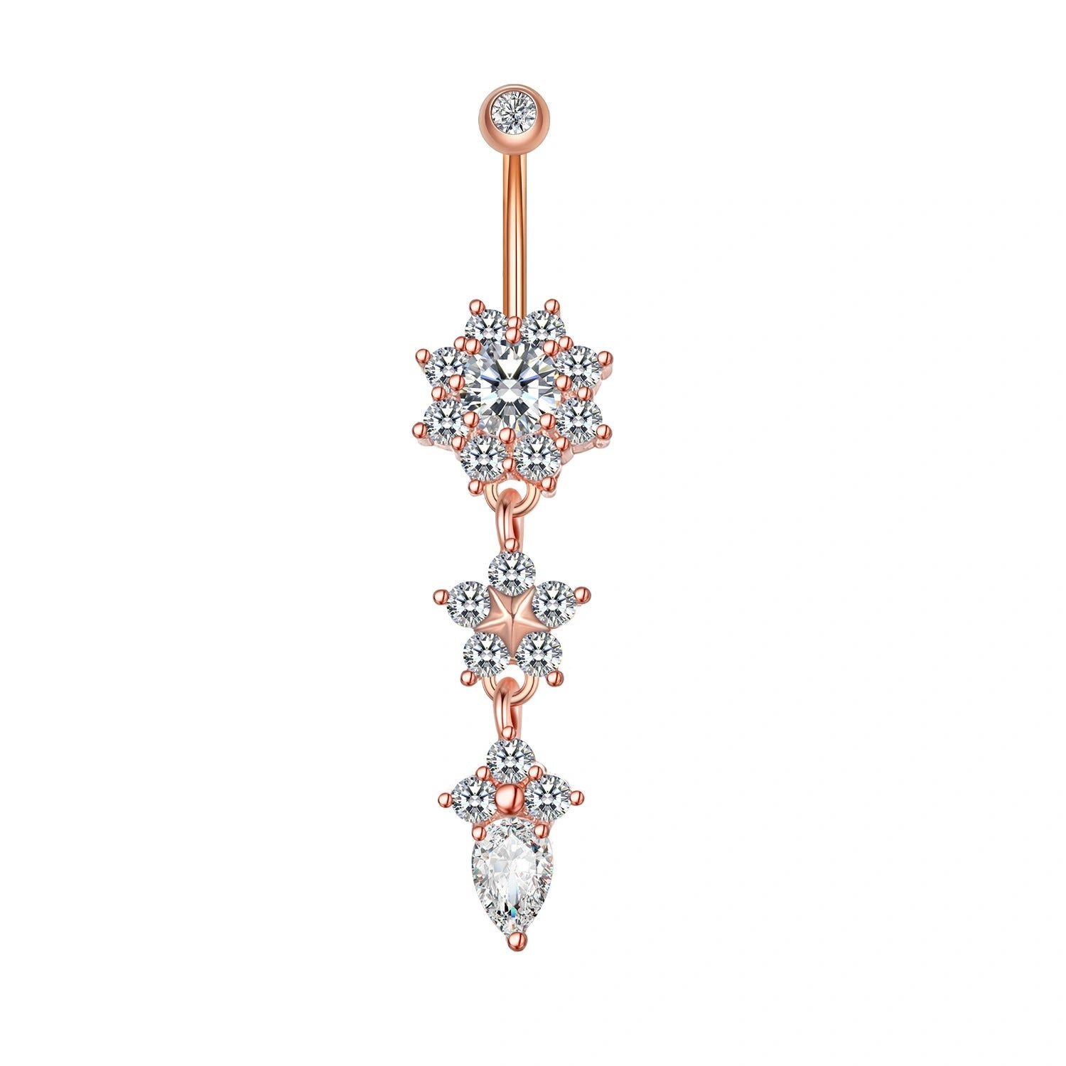 womens-crystal-ring-body-dangle-barbell-bar-belly-button-ring-Ros-Gold